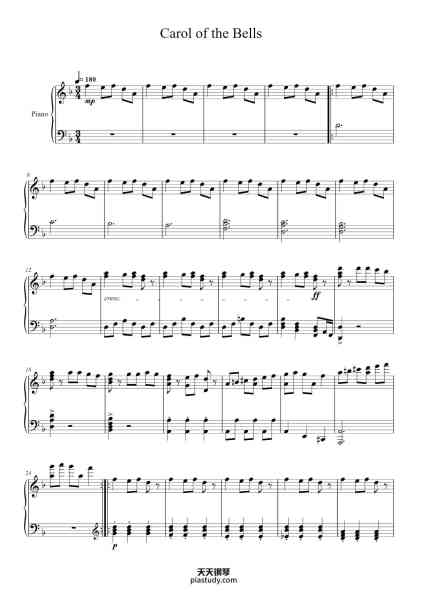 “Carol of the Bells”钢琴谱-William J. Ross-免费下载-天天钢琴