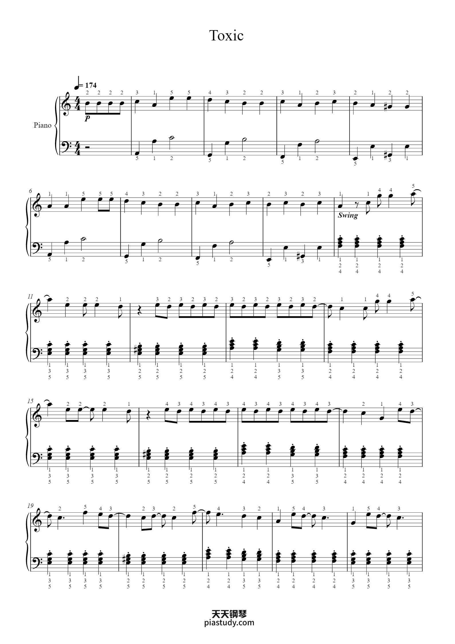 'Toxic' - Piano Sheet Music By BoyWithUke | TOPiano