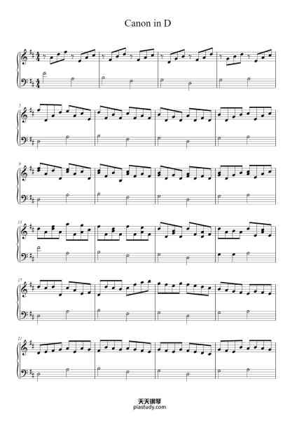 “Canon in D”钢琴谱-Johann Pachelbel-免费下载-天天钢琴