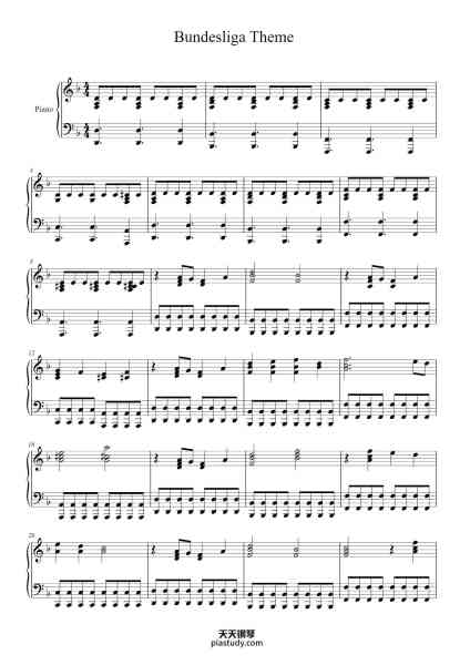 “Bundesliga theme (intro) - Piano”钢琴谱-Unknown-免费下载-天天钢琴