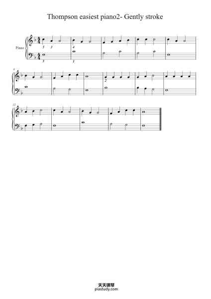 “Thompson easiest piano2- Gently stroke”钢琴谱-John Thompson-免费下载-天天钢琴