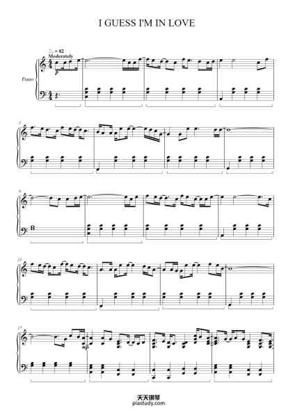 “I GUESS I'M IN LOVE”钢琴谱-Words and Music by CLINTON KANE
and STEPHEN RUSCH-免费下载-天天钢琴