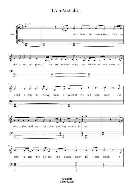 “I Am Australian”钢琴谱-Arr. Florence Lang-免费下载-天天钢琴