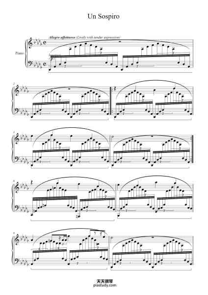 “Trois Etudes de Concert No. 3 "Un Sospiro"”钢琴谱-Franz Liszt-免费下载-天天钢琴