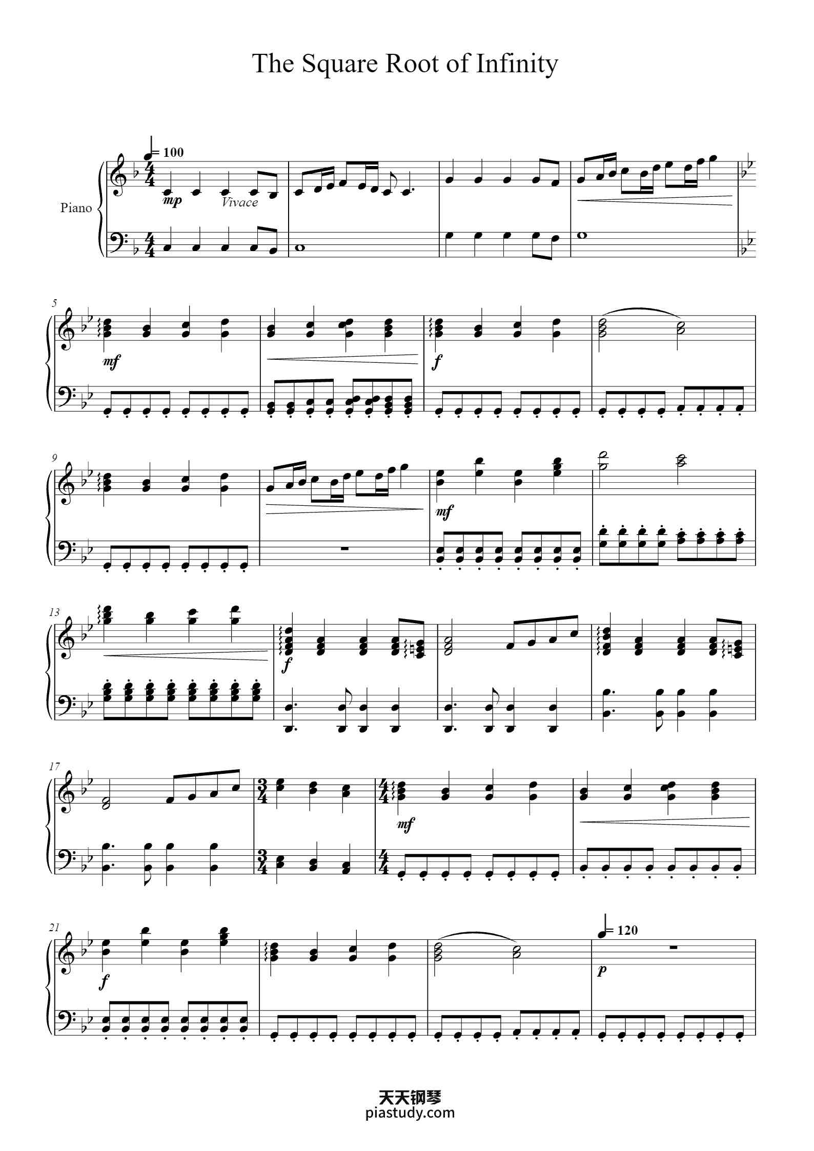 'The Square Root of Infinity (Infinity Part 1)' - Piano Sheet Music By ...