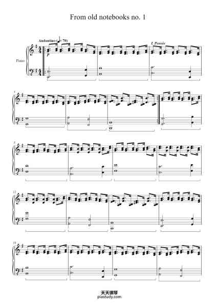“Four easy piano pieces ('From old notebooks' no. 1)”钢琴谱-Jan-Willem van Ree (1994)-免费下载-天天钢琴
