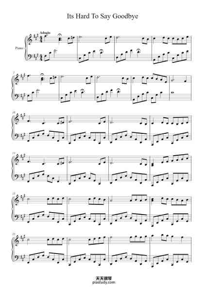 “Its Hard To Say Goodbye”钢琴谱-Michael Ortega-免费下载-天天钢琴
