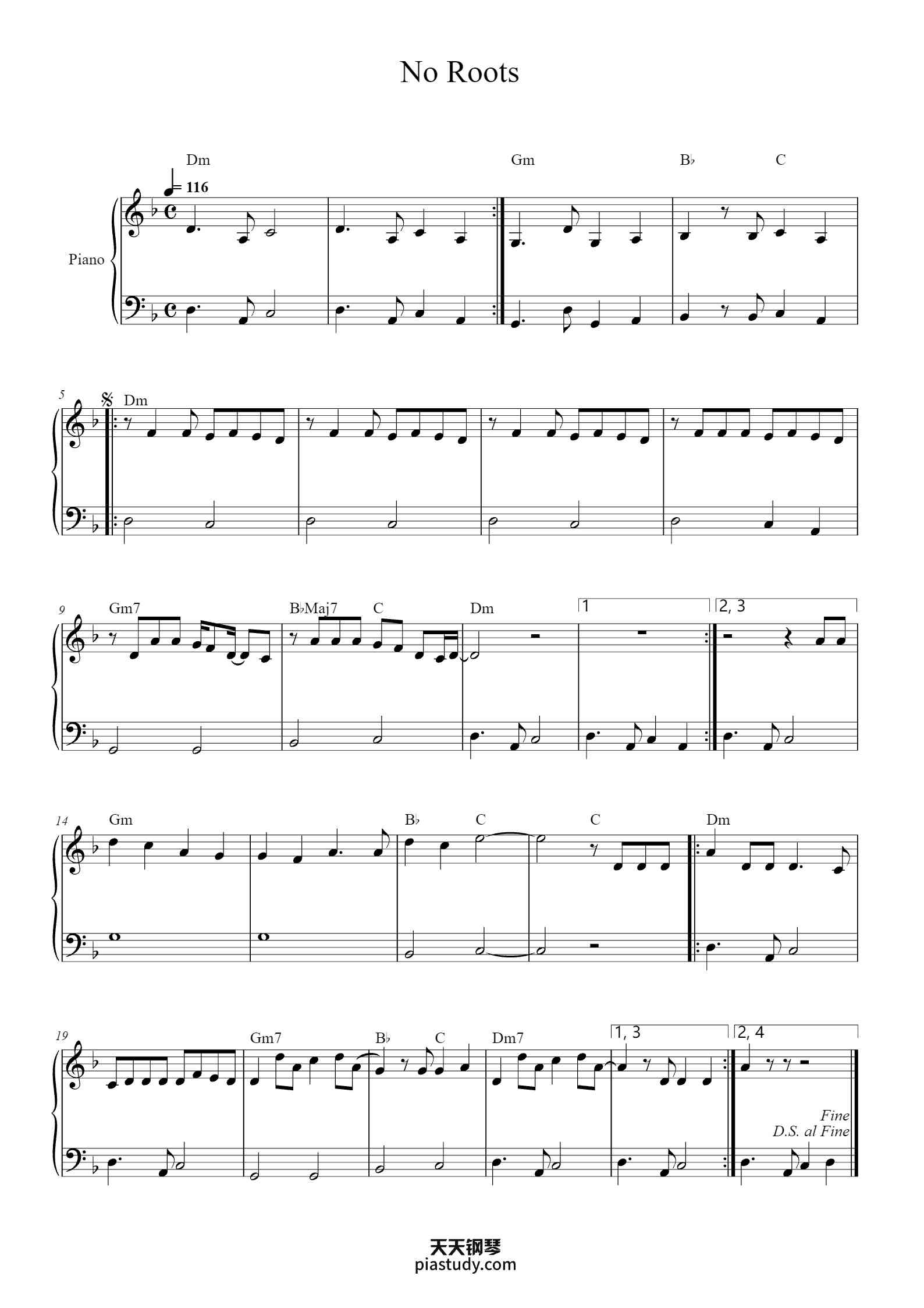 'No Roots' - Piano Sheet Music By Alice Merton | TOPiano