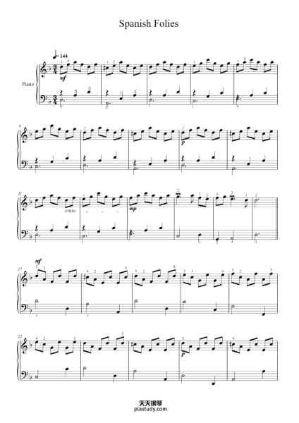 “Spanish Folias”钢琴谱-Alessandro Scarlatti (1660-1725)-免费下载-天天钢琴