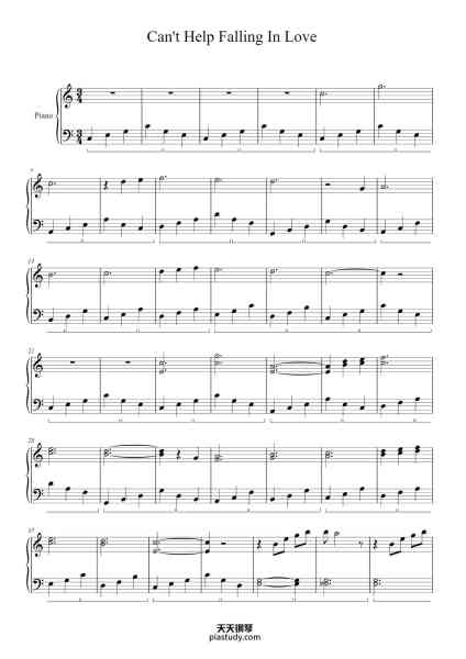 “Can't Help Falling In Love”钢琴谱-Arranged by C.M-免费下载-天天钢琴