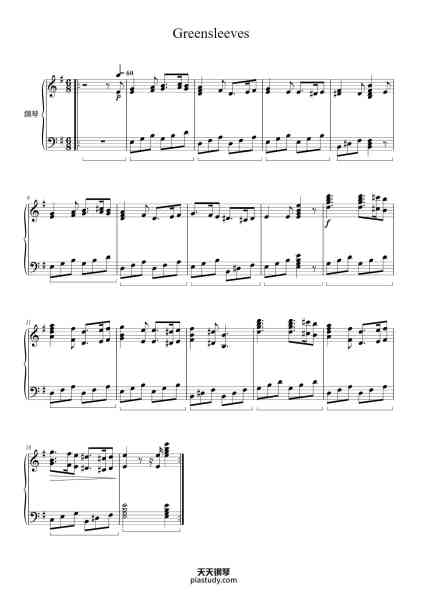 “Greensleeves”钢琴谱-Misc Traditional-免费下载-天天钢琴