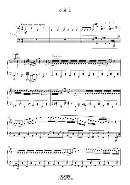 “Rush E”钢琴谱-Sheet Music Boss
Arranged by Carson Branom-免费下载-天天钢琴