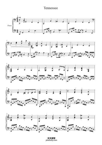 “Tennessee - Pearl Harbor”钢琴谱-Bebian Pricepont-免费下载-天天钢琴