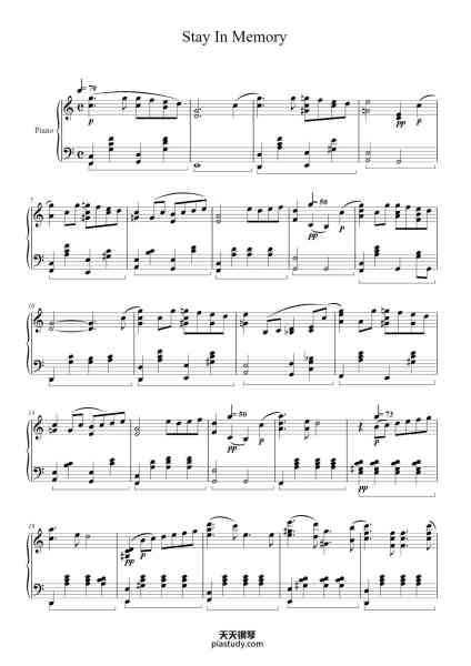 “Stay In Memory”钢琴谱-Yiruma-免费下载-天天钢琴