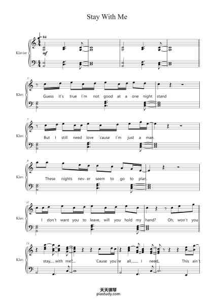 “Stay With Me”钢琴谱-Sam Smith-免费下载-天天钢琴