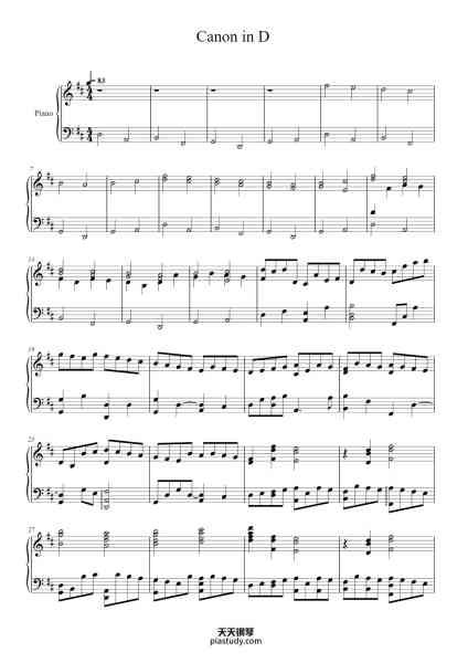 “Canon in D”钢琴谱-Johann Pachelbel-免费下载-天天钢琴