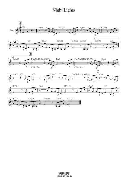 “Night Lights”钢琴谱-Gerry Mulligan-免费下载-天天钢琴