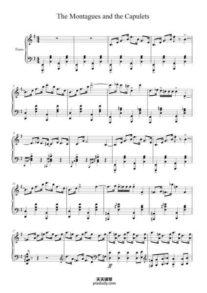 “Romeo and Juliet, Op. 64: The Montagues and Capulets”钢琴谱-Sergei  Prokofiev-免费下载-天天钢琴