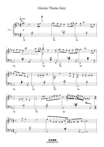 “Giorno Theme Jazz”钢琴谱-Yugo Kanno-免费下载-天天钢琴