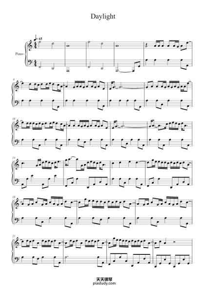 “Daylight”钢琴谱-Wesley Steenbergen-免费下载-天天钢琴