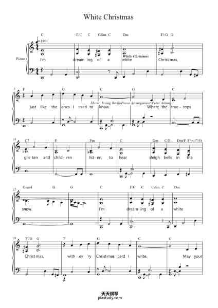 “White Christmas”钢琴谱-Irving Berlin-免费下载-天天钢琴