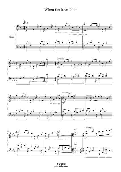 “When the Love Falls”钢琴谱-Yiruma-免费下载-天天钢琴