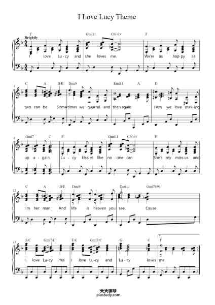 “I Love Lucy Theme”钢琴谱-Music by
Eliot Daniel
arr. G. Breen-免费下载-天天钢琴