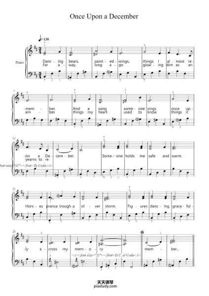 “Once Upon a December”钢琴谱-Stephen Flaherty-免费下载-天天钢琴