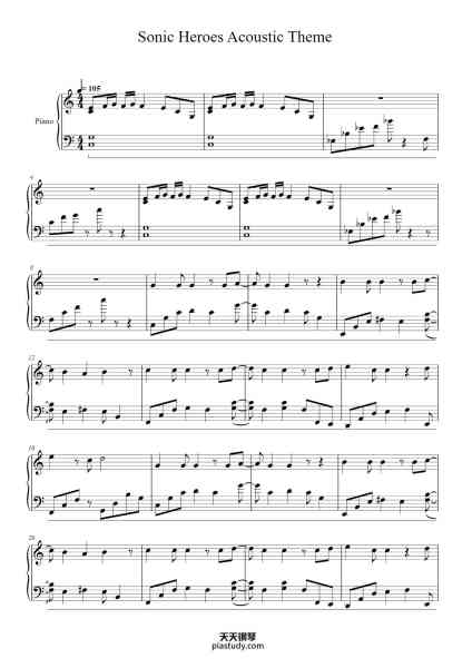 “Sonic Heroes Acoustic Theme”钢琴谱-Chilcie-免费下载-天天钢琴