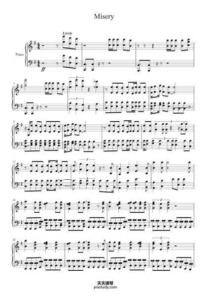 “Misery”钢琴谱-Maroon 5-免费下载-天天钢琴