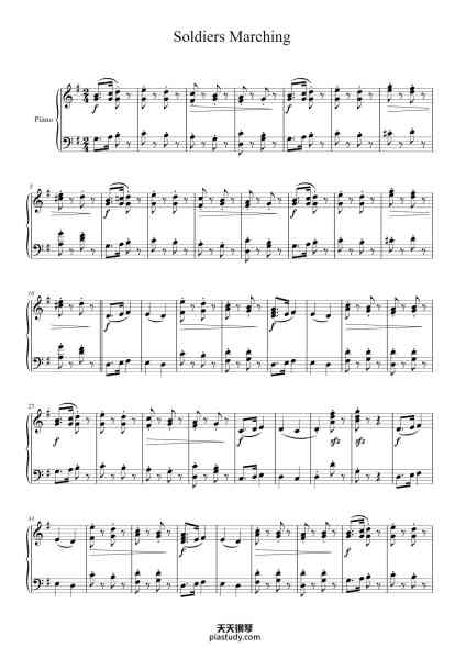 “Album for the Young, Op 68, No 2, Soldiers Marching”钢琴谱-Robert Schumann-免费下载-天天钢琴