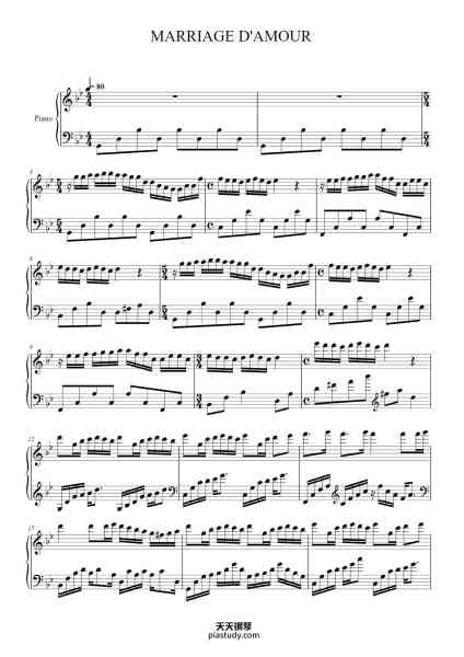 “MARRIAGE D'AMOUR”钢琴谱-Paul de Senneville-免费下载-天天钢琴