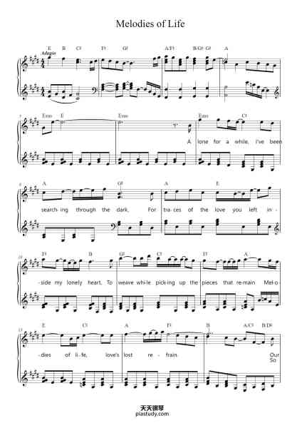“Melodies of Life”钢琴谱-Nobuo Uematsu-免费下载-天天钢琴