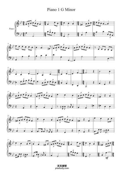 “Piano 1 G Minor”钢琴谱--免费下载-天天钢琴