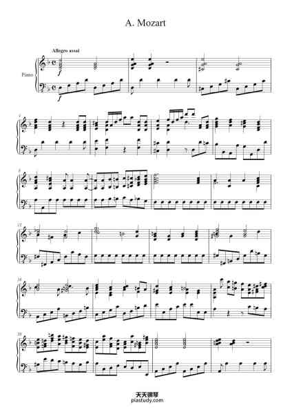 “A. Mozart”钢琴谱-W. A. Mozart-免费下载-天天钢琴