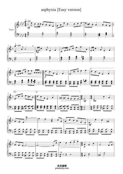 “asphyxia [Easy version]”钢琴谱-Cö Shu Nie-免费下载-天天钢琴