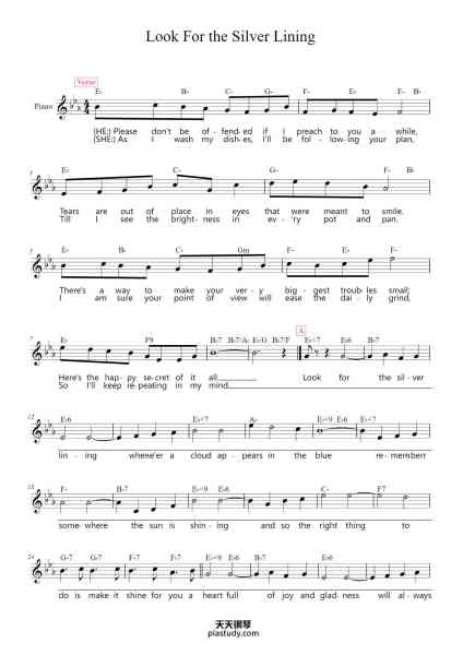 “Look For the Silver Lining”钢琴谱-Jerome Kern-免费下载-天天钢琴