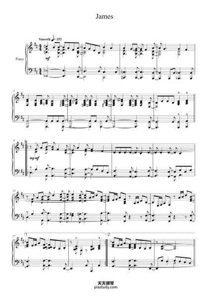 “James”钢琴谱-Pat Metheny and Lyle Mays
Arranged by Andrew Shi
-免费下载-天天钢琴