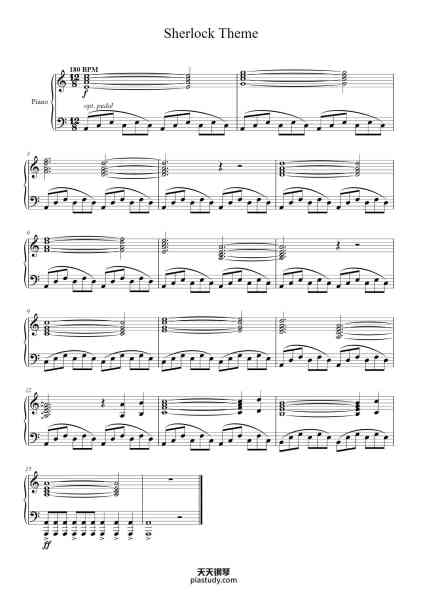 “Sherlock Theme”钢琴谱-David Arnold, Michael Price
arr. joshk0724-免费下载-天天钢琴