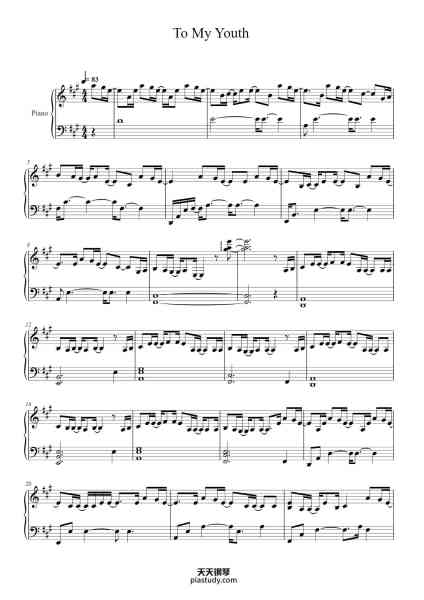 “To My Youth”钢琴谱-Composed: Bolbbalgan4
Transcribed by PineappleChord
Arranged by joolie-免费下载-天天钢琴
