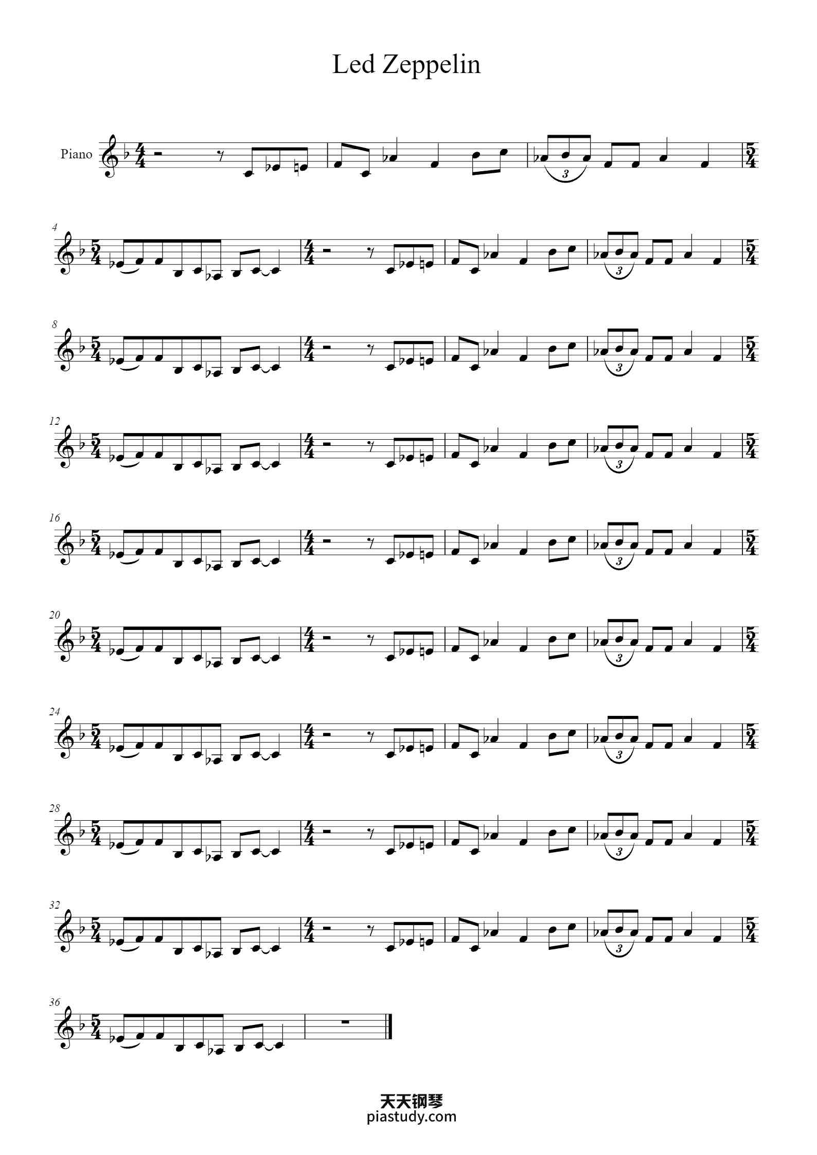 'Led Zeppelin' - Piano Sheet Music By xxx | TOPiano