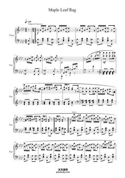 “Maple Leaf Rag”钢琴谱-Scott Joplin-免费下载-天天钢琴