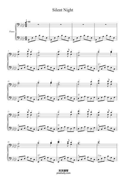 “Silent Night”钢琴谱-Franz Xaver Gruber-免费下载-天天钢琴