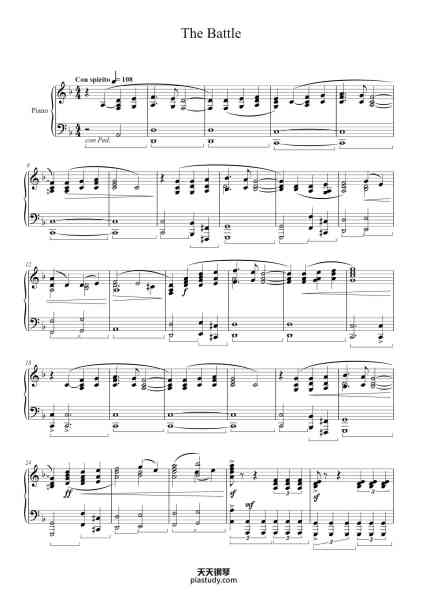 “The Battle - Gladiator”钢琴谱-Hans Zimmer-免费下载-天天钢琴