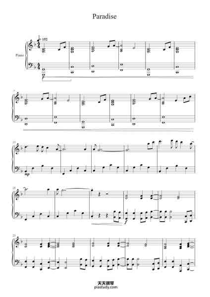 “Paradise”钢琴谱-Coldplay-免费下载-天天钢琴