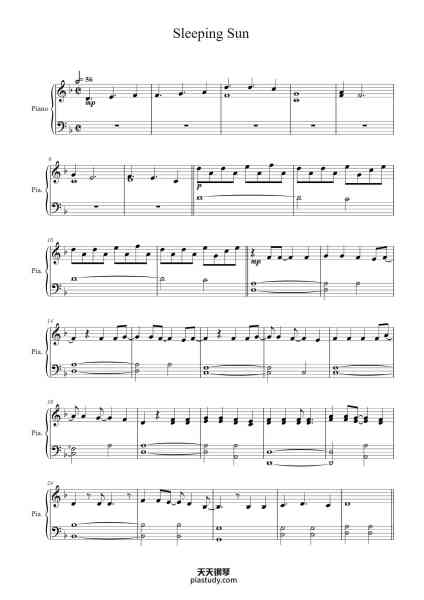 “Sleeping Sun”钢琴谱-Nightwish-免费下载-天天钢琴
