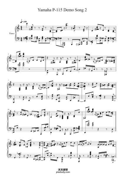 “Yamaha P-115 Demo Song 2”钢琴谱--免费下载-天天钢琴