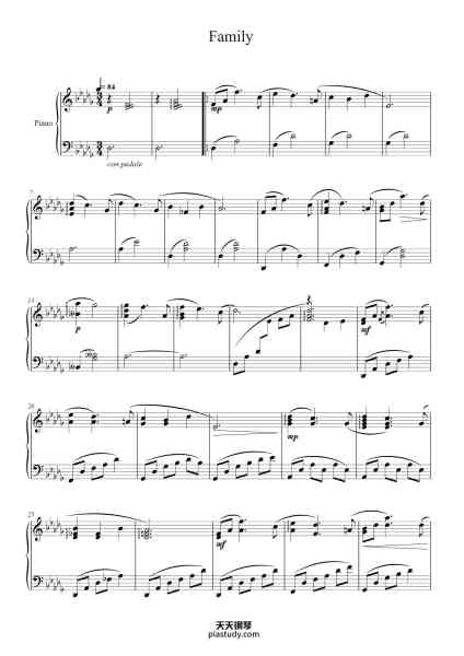 “Family”钢琴谱-Composed by: Mahito Yokota-免费下载-天天钢琴