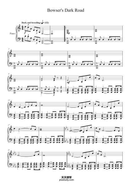 “Bowser's Dark Road”钢琴谱-Koji Kondo-免费下载-天天钢琴