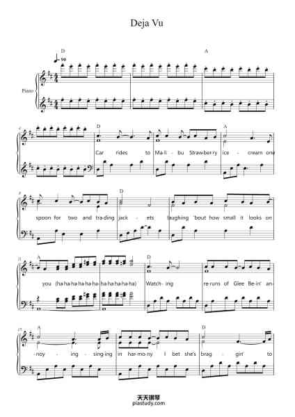 “Deja Vu”钢琴谱-arr. Verona-免费下载-天天钢琴